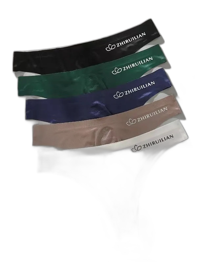 4-pack Men's Sexy Solid Color Letter Seamless Thong