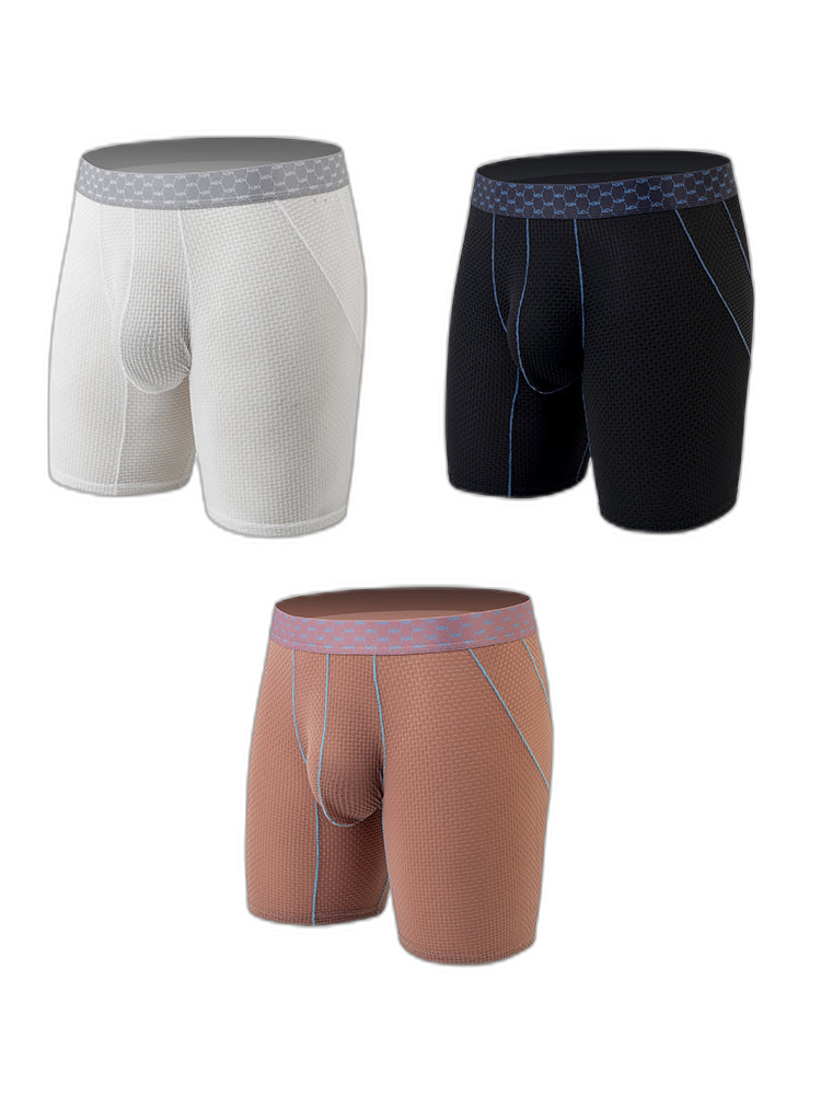 3 Pack Men's Anti-chafing Waffle Boxer Briefs