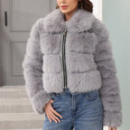 Faux Fox-fur Patchwork Thickened Warm Fur Coat