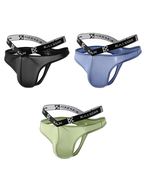3 Pack Men's Sexy Ice Silk Mesh Breathable Erotic Thong & Strings