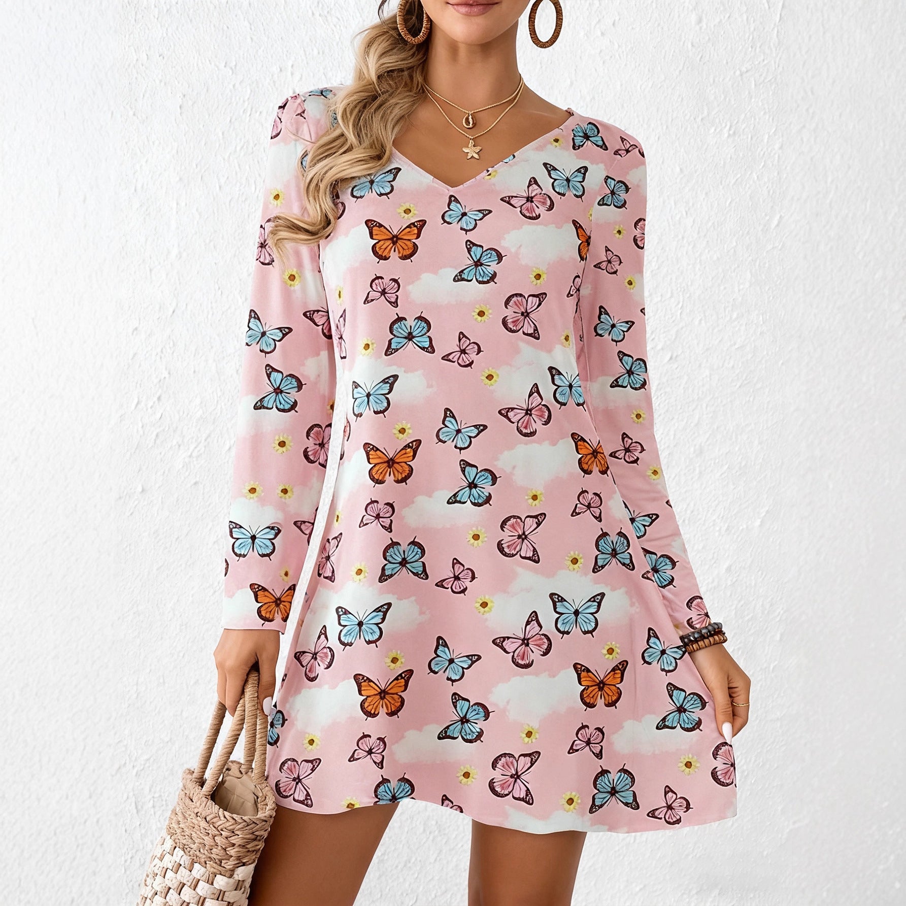 Personality Deep V Neck Casual Fashion Dress