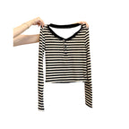 Women's Fashionable Versatile Striped Long-sleeve Top