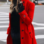 Women's Luxury Woolen Coat - Slim Fit Stand Collar Cardigan | Premium Winter Outerwear
