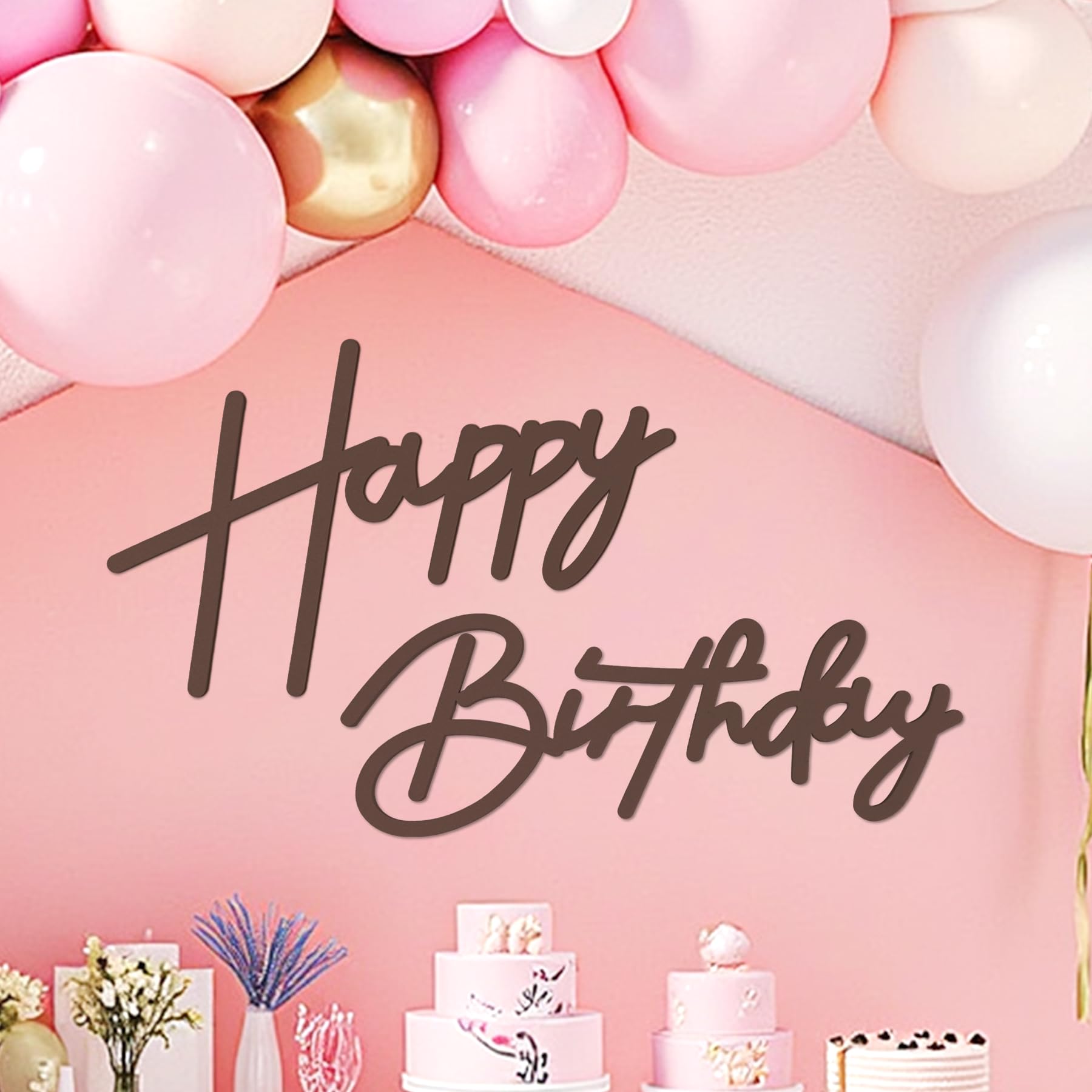 Babenest Brown Felt Happy Birthday Sign – Reusable Backdrop Banner