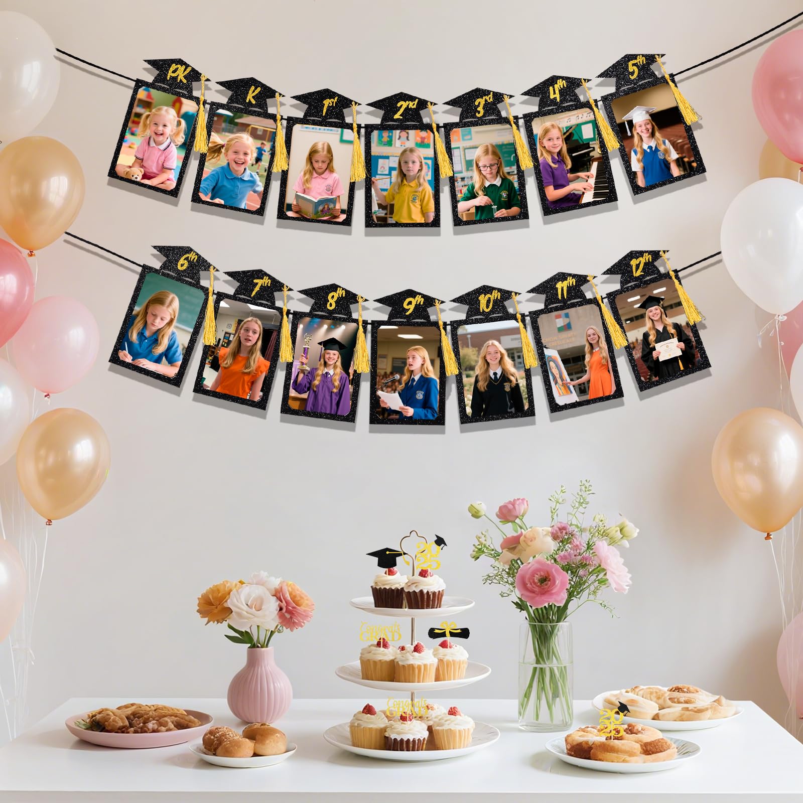 Babycop 2026 High School Graduation Banner – 9.8ft, 14 Photo Slots, Glitter Tassels
