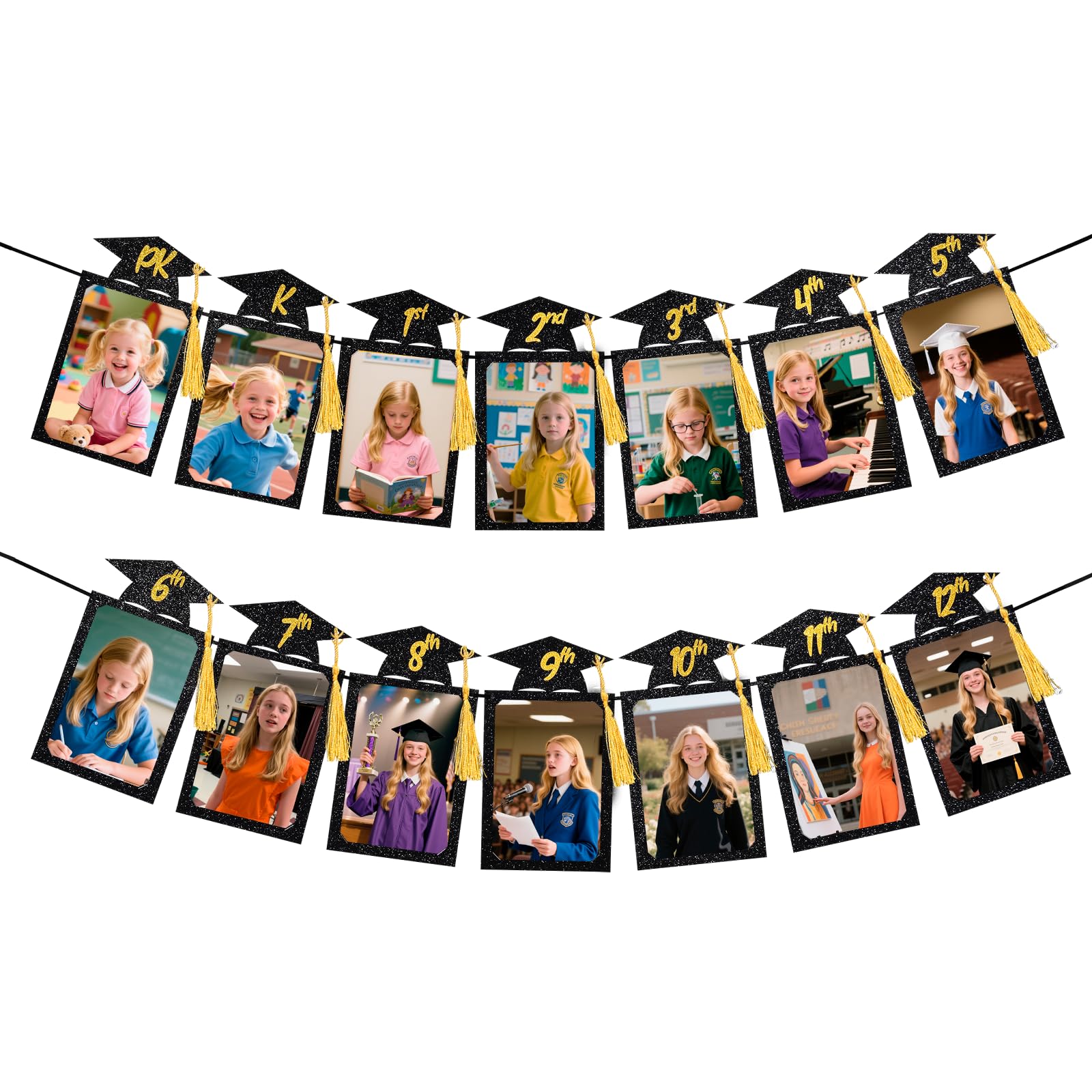 Babycop 2026 High School Graduation Banner – 9.8ft, 14 Photo Slots, Glitter Tassels