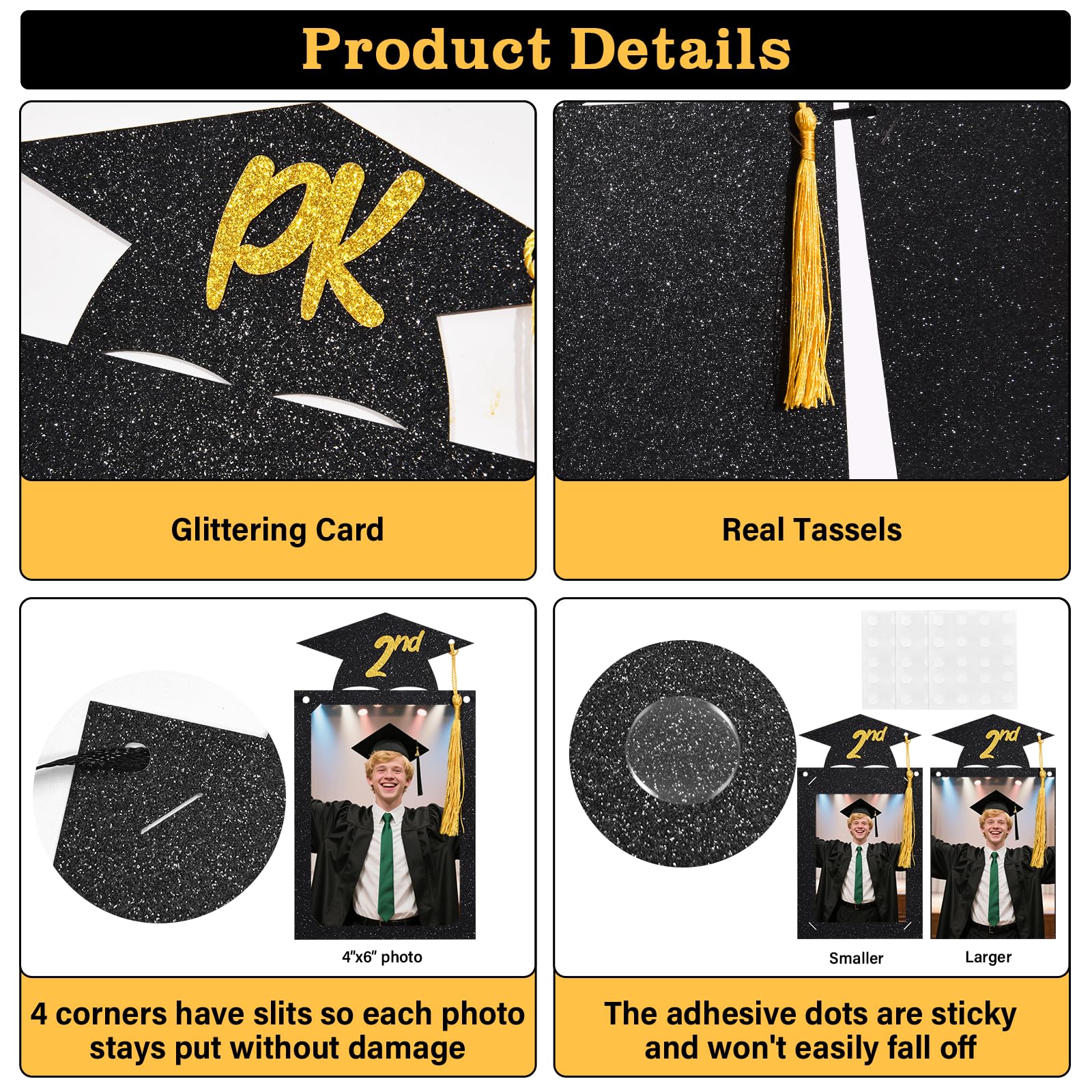 Babycop 2026 High School Graduation Banner – 9.8ft, 14 Photo Slots, Glitter Tassels