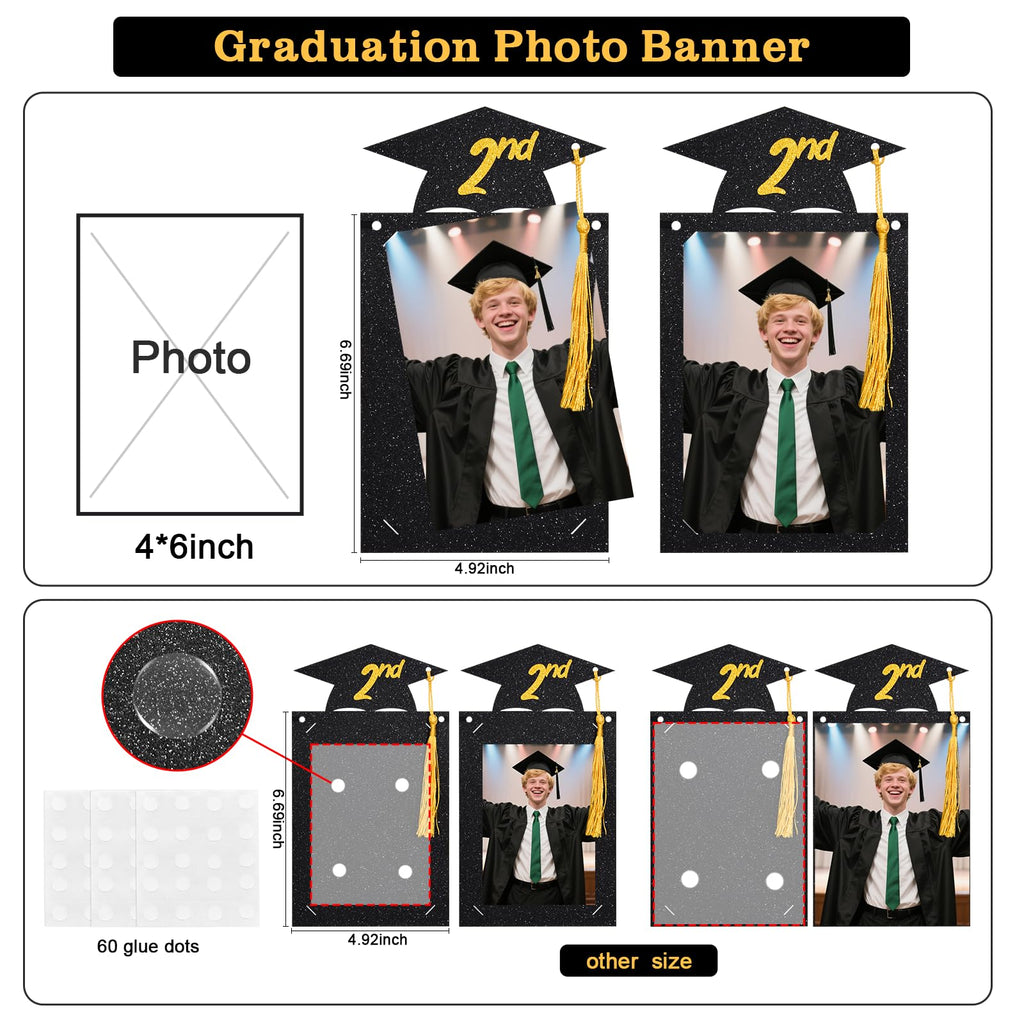 Babycop 2026 High School Graduation Banner – 9.8ft, 14 Photo Slots, Glitter Tassels