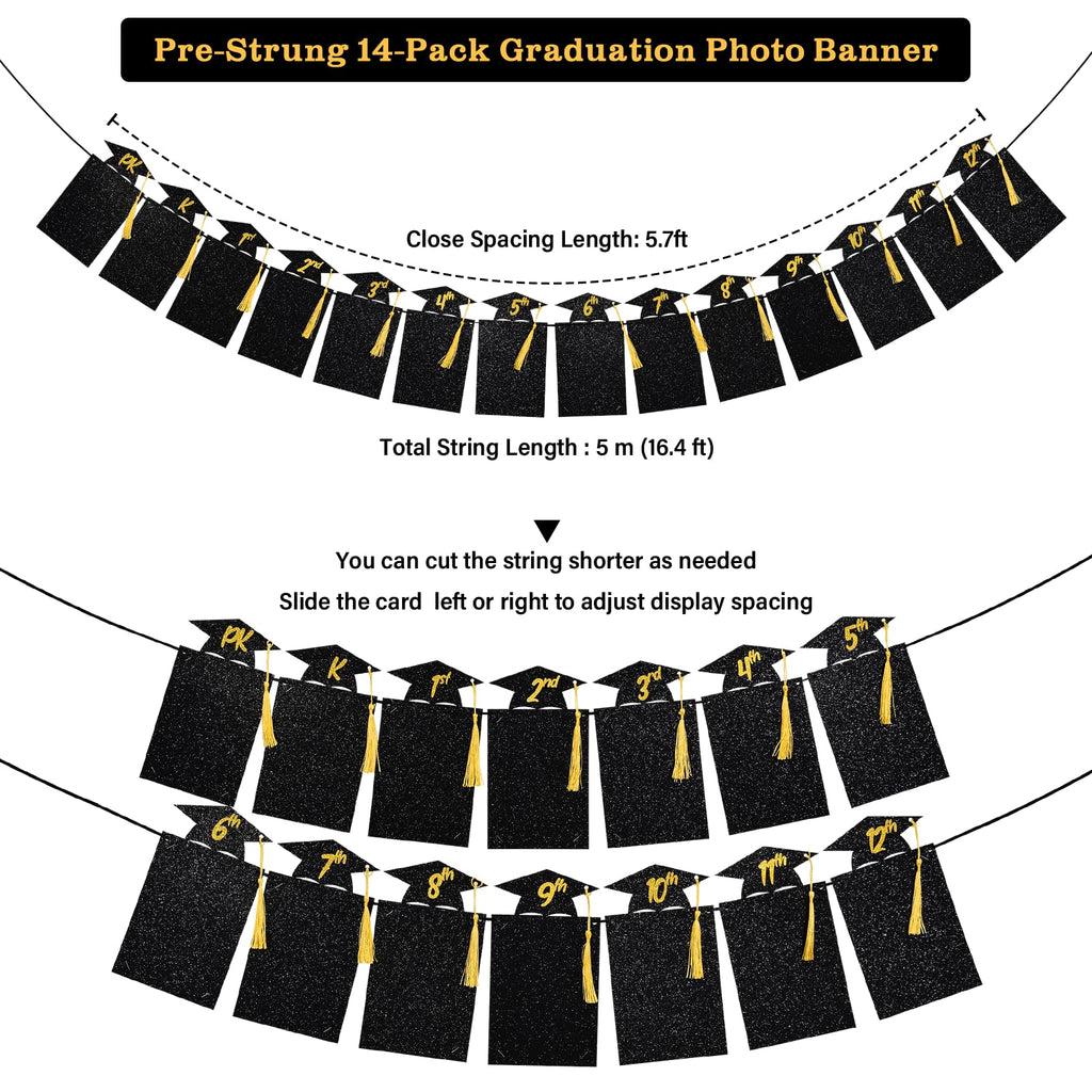 Babycop 2026 High School Graduation Banner – 9.8ft, 14 Photo Slots, Glitter Tassels
