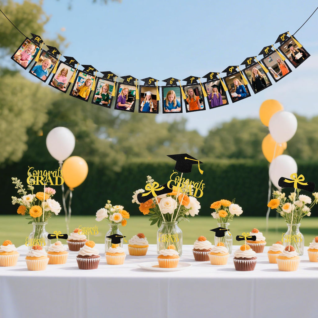 Babycop 2026 High School Graduation Banner – 9.8ft, 14 Photo Slots, Glitter Tassels