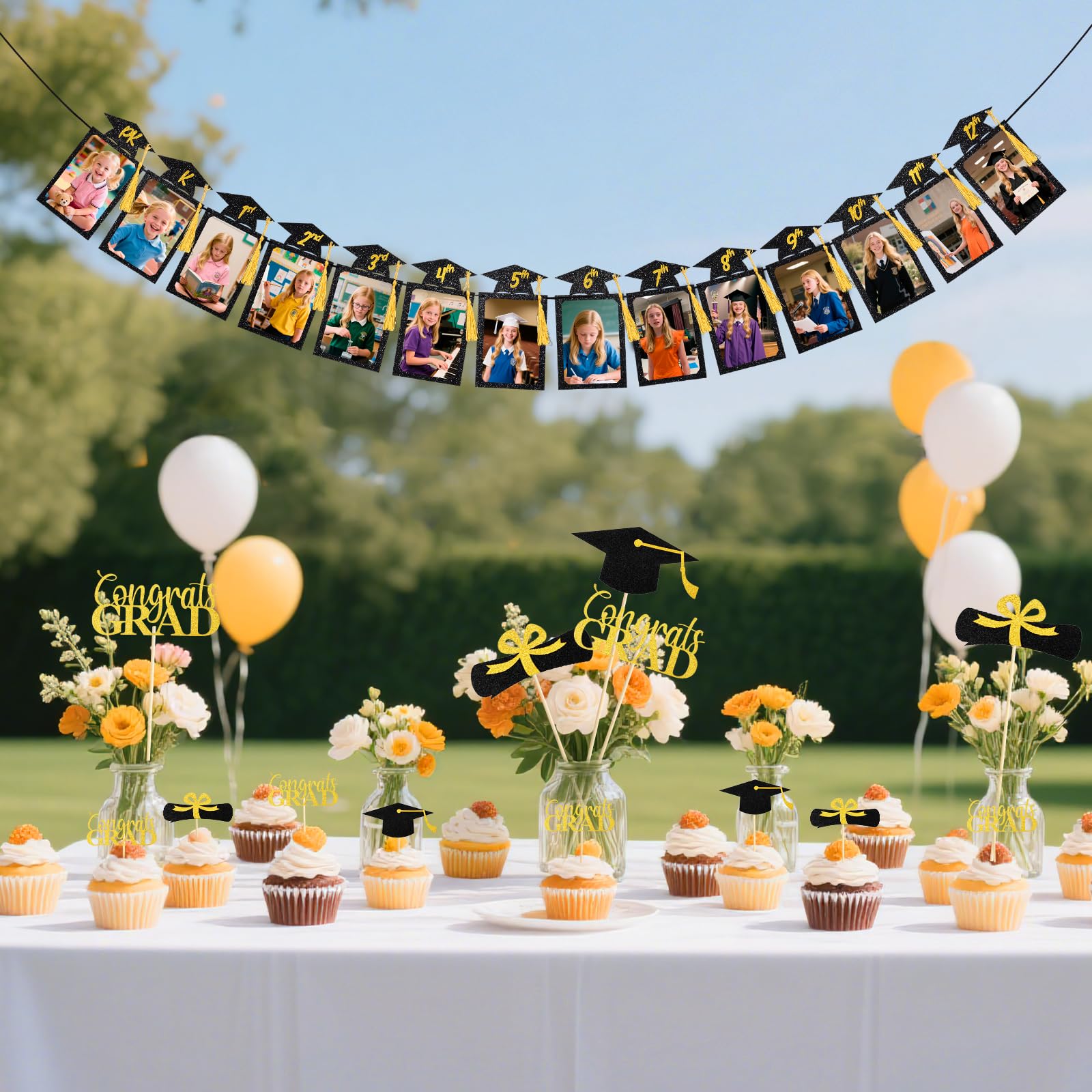 Babycop 2026 High School Graduation Banner – 9.8ft, 14 Photo Slots, Glitter Tassels
