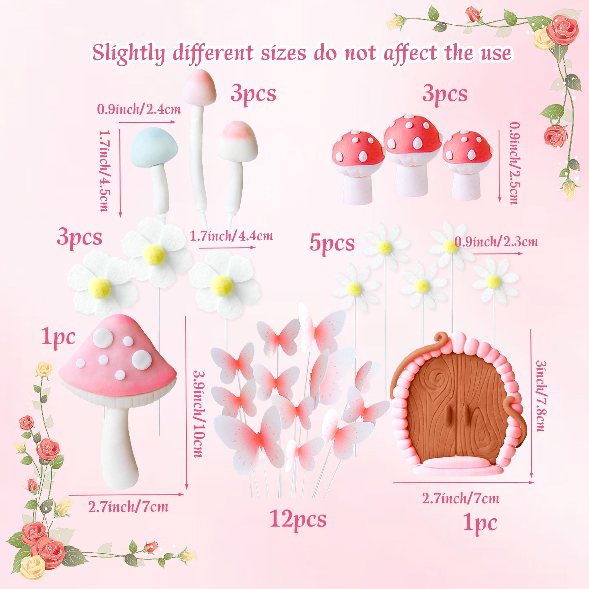 Bach and Boujee Pink Mushroom Cake Topper Set – Fairy Garden Party Decor