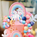 BACH AND BOOZY Pony Unicorn Cake Topper – Rainbow Party Decoration