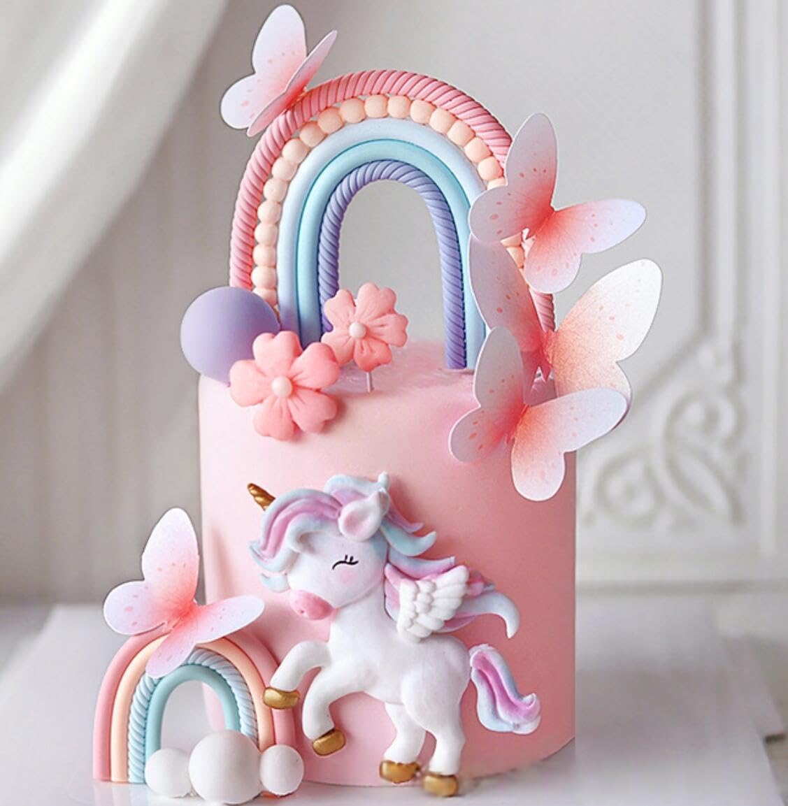 BACH AND BOOZY Pony Unicorn Cake Topper – Rainbow Party Decoration