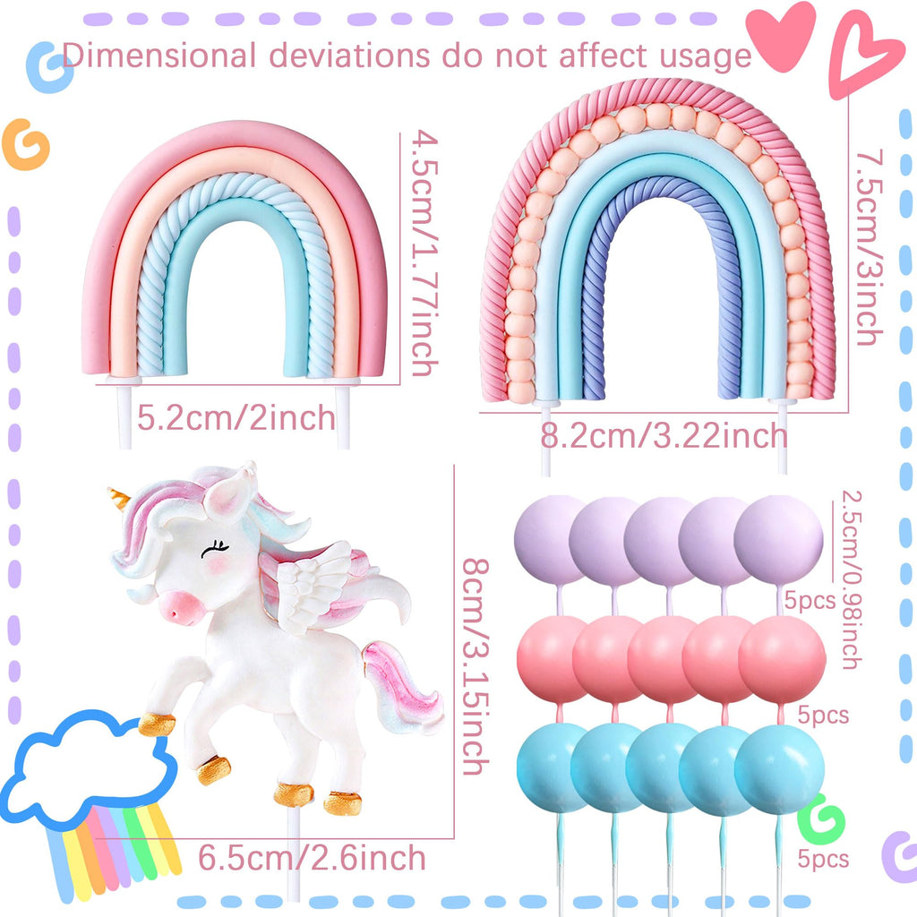 BACH AND BOOZY Pony Unicorn Cake Topper – Rainbow Party Decoration