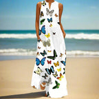 2.Bohemian Maxi Dresses for Women with Pockets Loose Summer Clothing Printed Ankle-Length A-Line Dresses