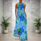 3.Bohemian Maxi Dresses for Women with Pockets Loose Summer Clothing Printed Ankle-Length A-Line Dresses