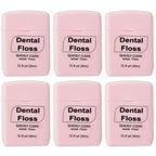 Baderke 6 Pack Mini Waxed Dental Floss – 30m Each, Travel Pack (Pink)