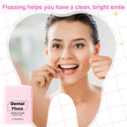 Baderke 6 Pack Mini Waxed Dental Floss – 30m Each, Travel Pack (Pink)