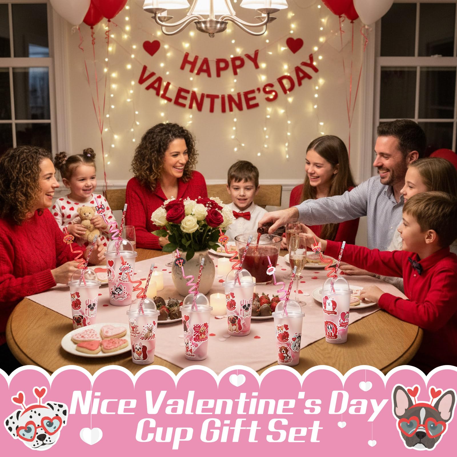 Baderke Valentine Stationery Gift Set – 24-Piece Party Favors with Heart Erasers, Pencils, Silicone Bracelets