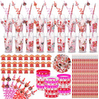 Baderke Valentine Stationery Gift Set – 24-Piece Party Favors with Heart Erasers, Pencils, Silicone Bracelets