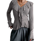 Designer-style Niche Top With Ruffled Hem For Women