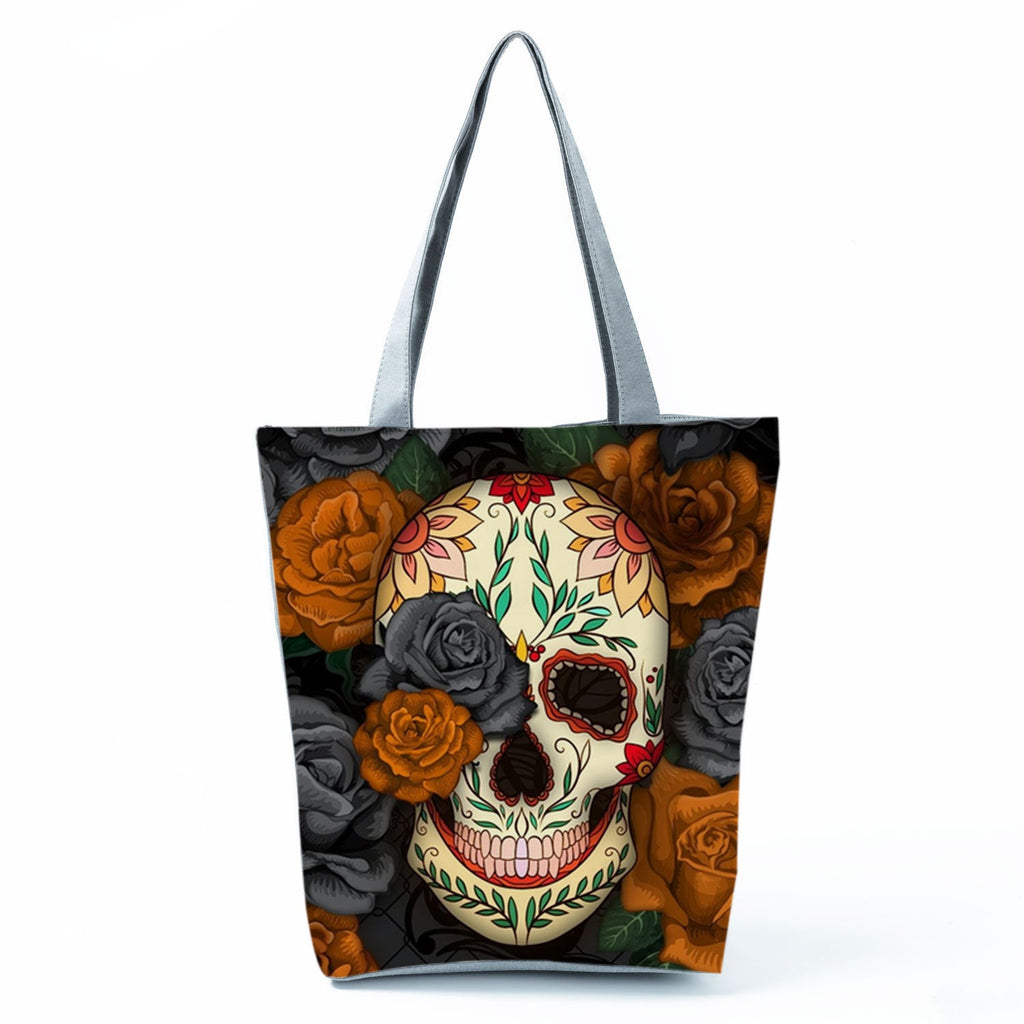Portable Large Capacity Skull Printed Handbag