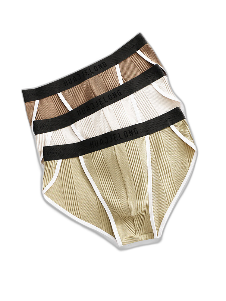 4 Pack Men's Solid Color Cotton Breathable Trendy Briefs