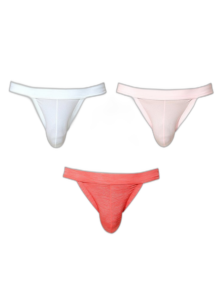 3 Pack Men's Breathable Mesh Odor-Resistant Solid Color Sexy Briefs