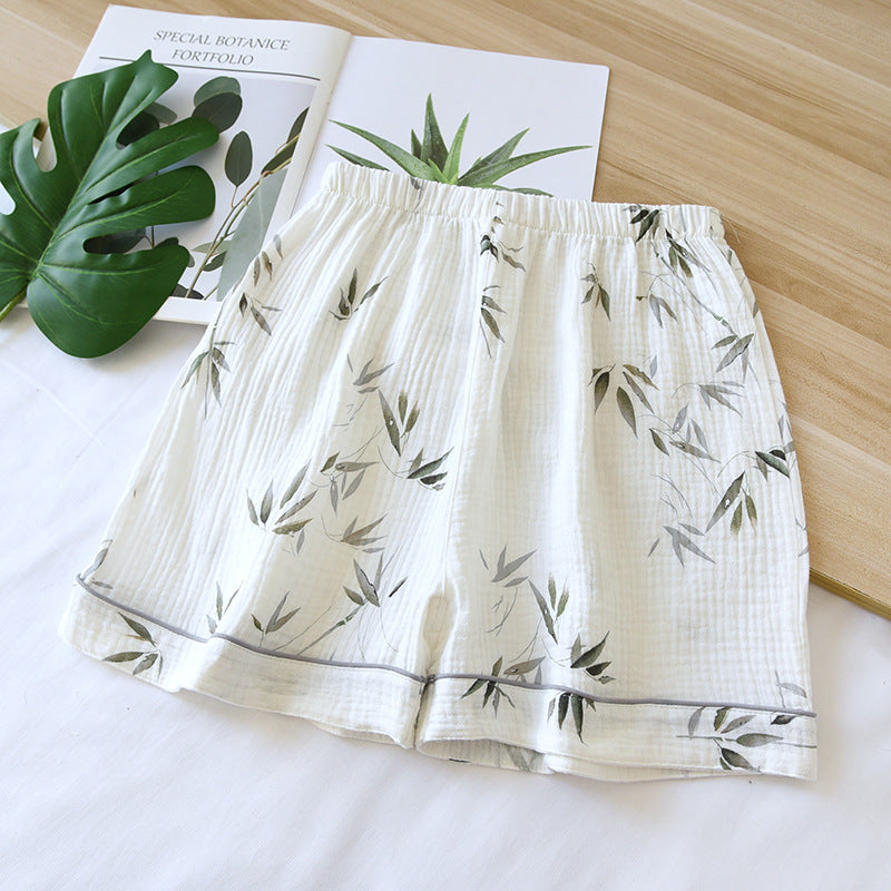 Summer Pure Cotton Gauze Thin Loose Home Shorts