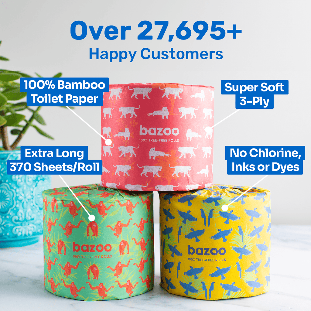 Wrapped Bamboo Toilet Paper | 24 or 48 Double-Length Rolls | 3-Ply FSC Bamboo