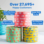Wrapped Bamboo Toilet Paper | 24 or 48 Double-Length Rolls | 3-Ply FSC Bamboo