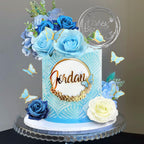 BANBALLON 19 PCS Flower Cake Toppers – Butterfly Happy Birthday Decor with Blue Roses & Eucalyptus