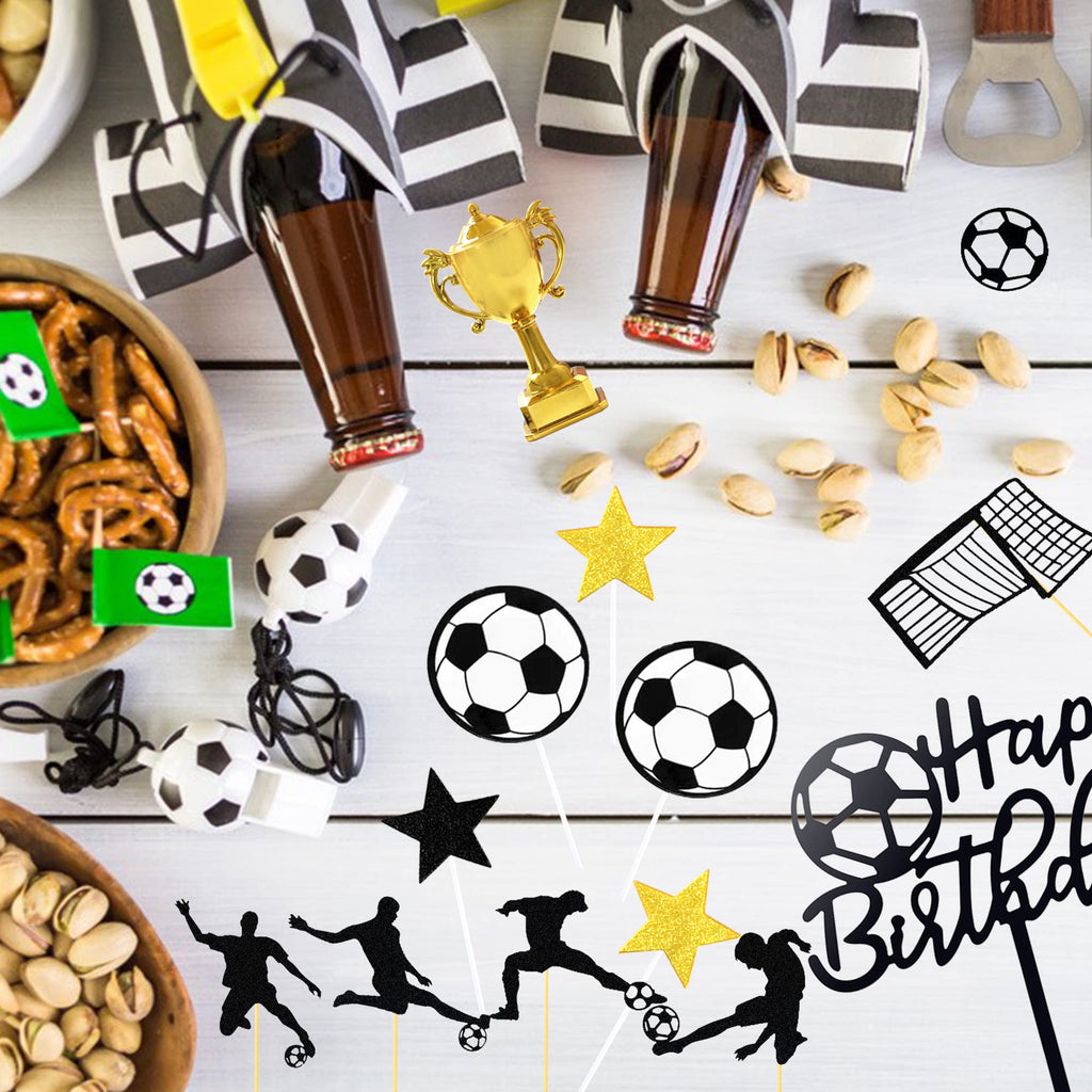 BANBALLON 28 PCS Soccer Cake Topper Set – Football Theme Party Decorations