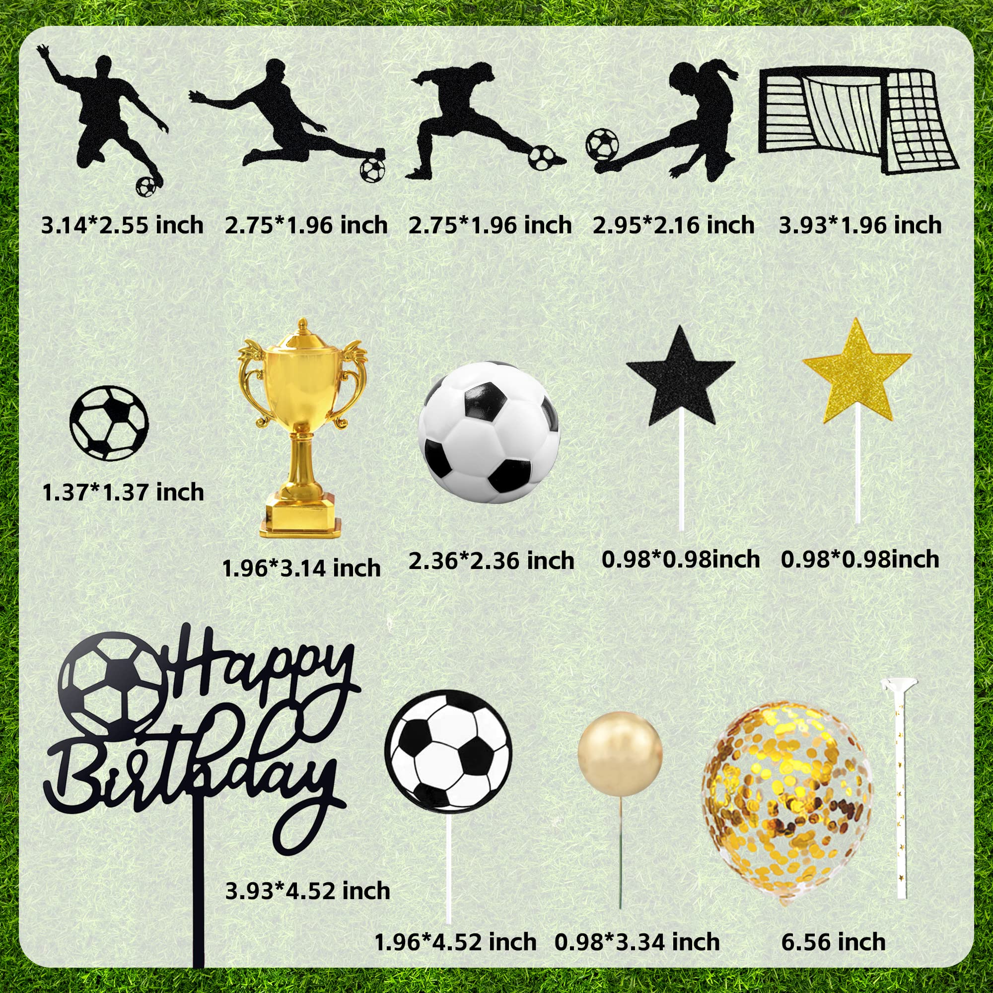 BANBALLON 28 PCS Soccer Cake Topper Set – Football Theme Party Decorations