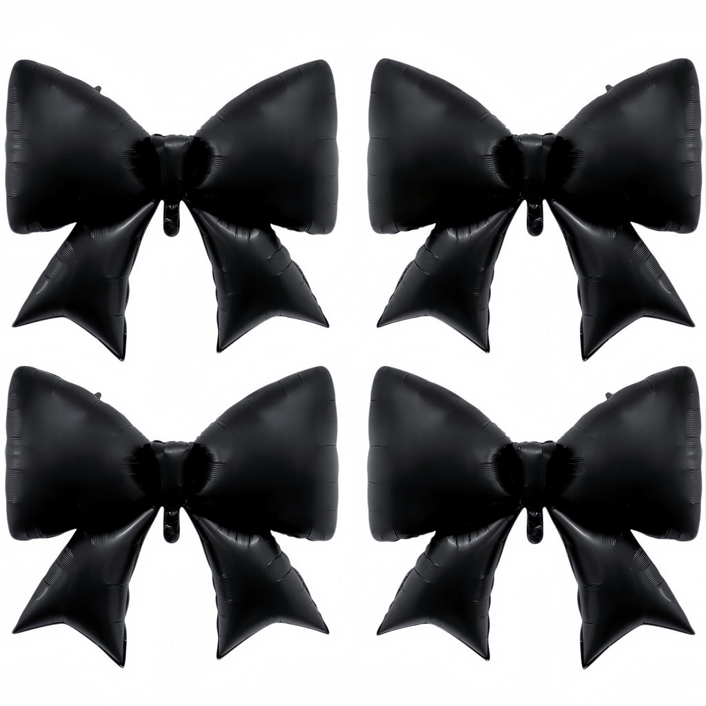 Baoonworlld 4-Pcs Black Bow Balloons 38in – Gothic Wedding & Palace Party Decor