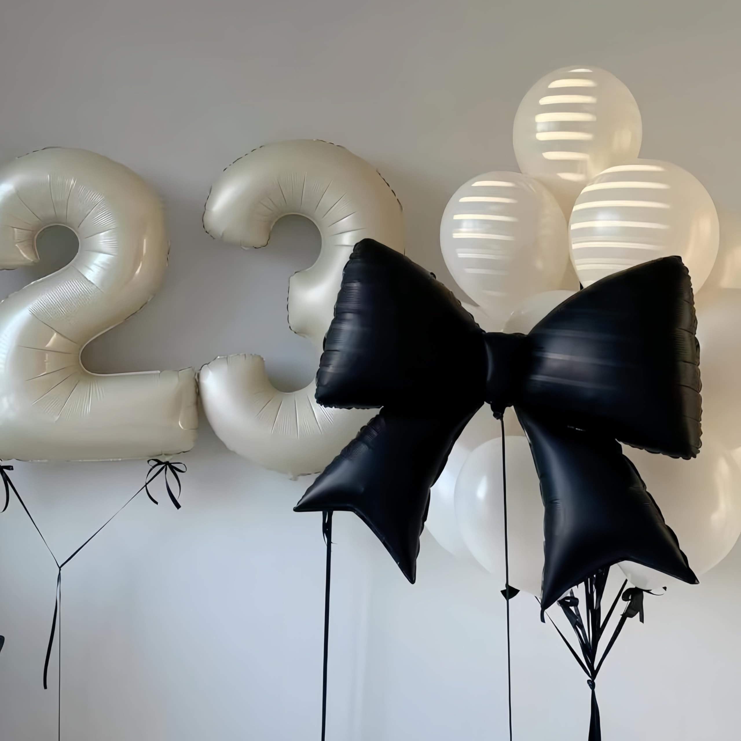 Baoonworlld 4-Pcs Black Bow Balloons 38in – Gothic Wedding & Palace Party Decor