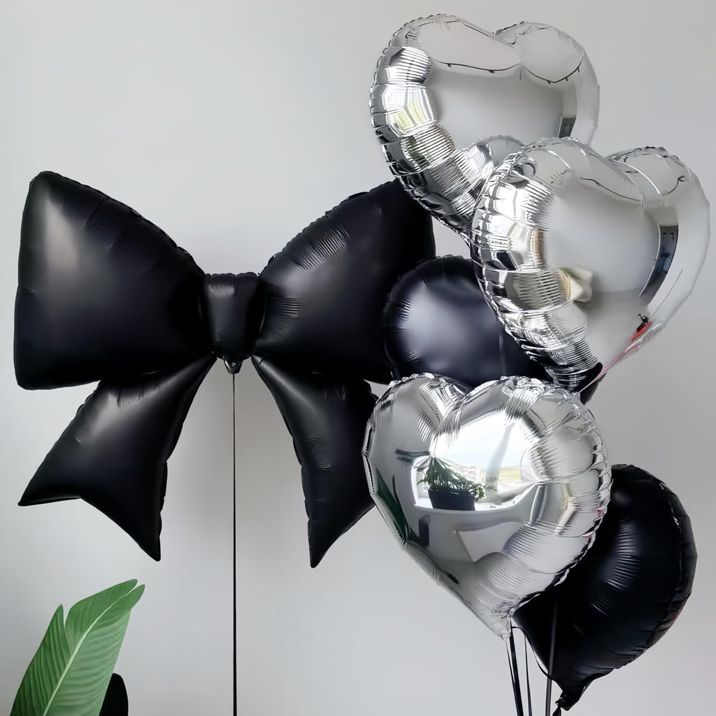 Baoonworlld 4-Pcs Black Bow Balloons 38in – Gothic Wedding & Palace Party Decor