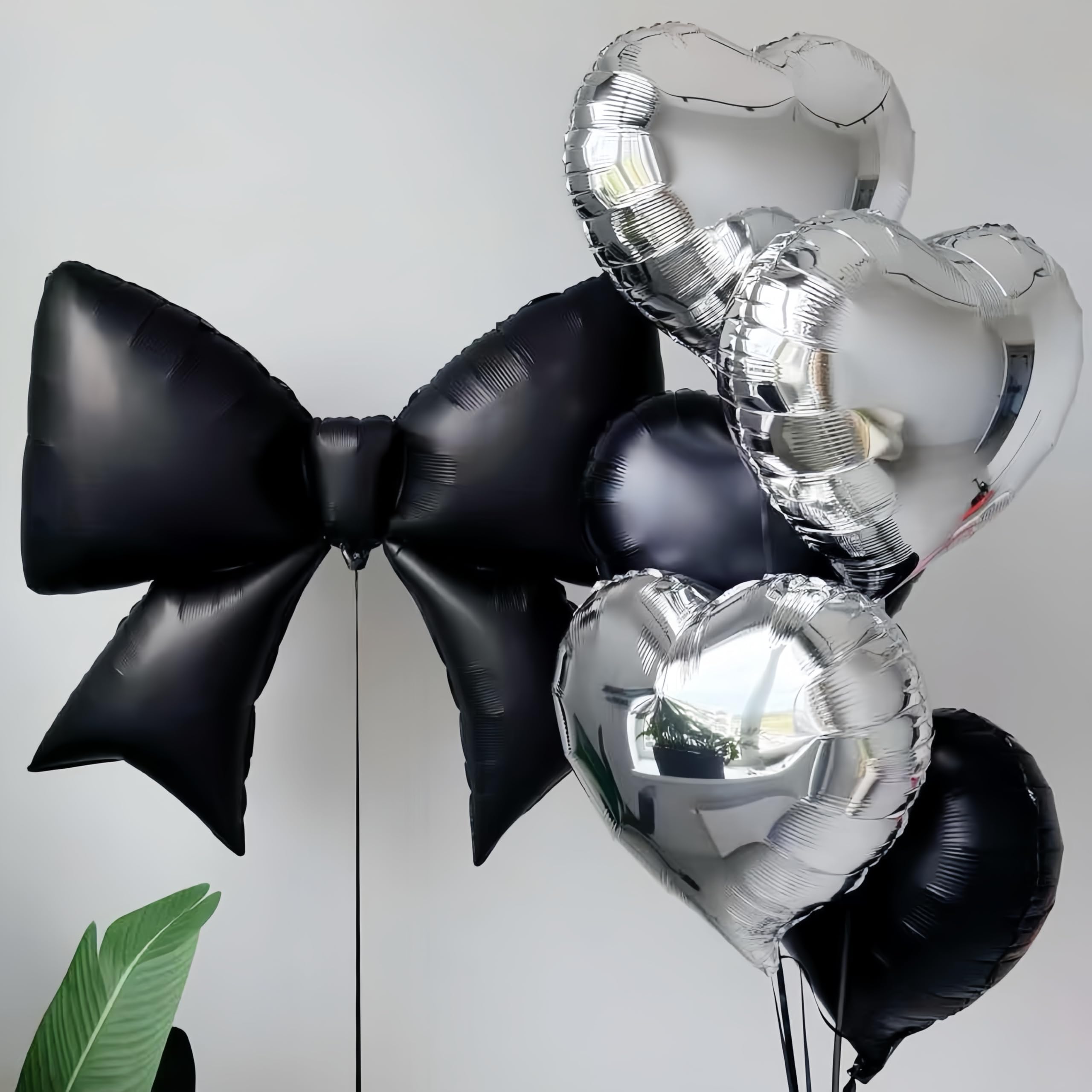 Baoonworlld 4-Pcs Black Bow Balloons 38in – Gothic Wedding & Palace Party Decor