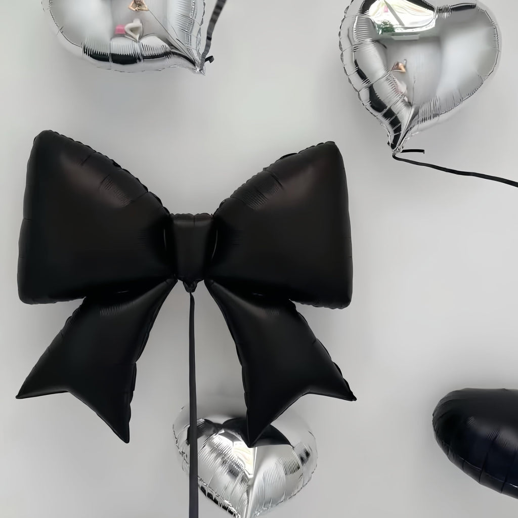 Baoonworlld 4-Pcs Black Bow Balloons 38in – Gothic Wedding & Palace Party Decor