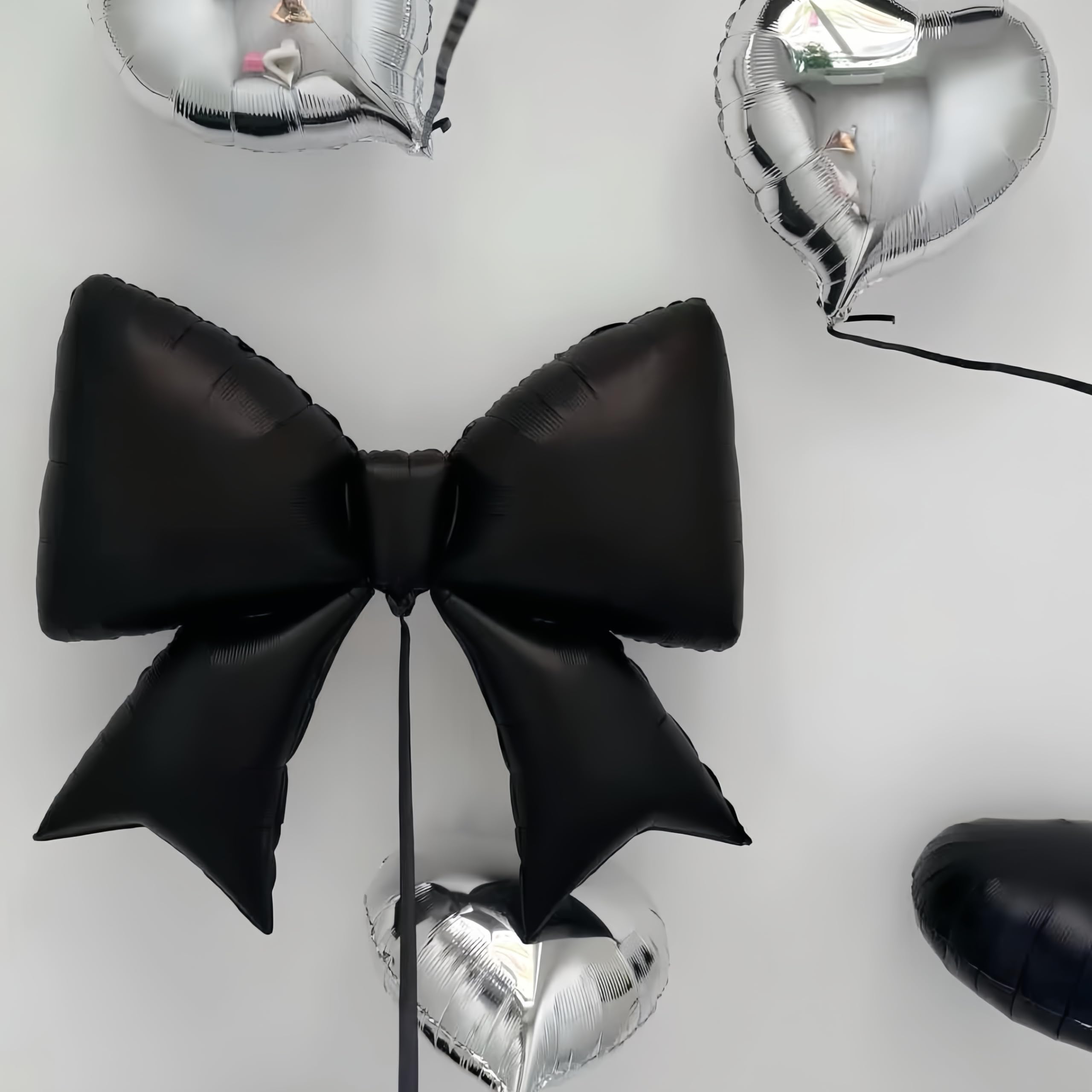 Baoonworlld 4-Pcs Black Bow Balloons 38in – Gothic Wedding & Palace Party Decor