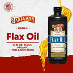Barlean's Organic Lignan Omega-3 Flaxseed Oil | 7,230 mg ALA per Tbsp | Vegan & Gluten Free | 32 oz