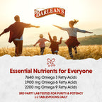 Barlean's Organic Flaxseed Oil Liquid Supplement – Cold-Pressed, 7,640 mg ALA Omega-3 per Tbsp, Vegan & Gluten Free, 32 oz