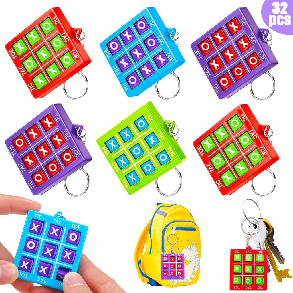 Basytodio 32pcs Tic Tac Toe Keychains – Party Favors & Classroom Prizes