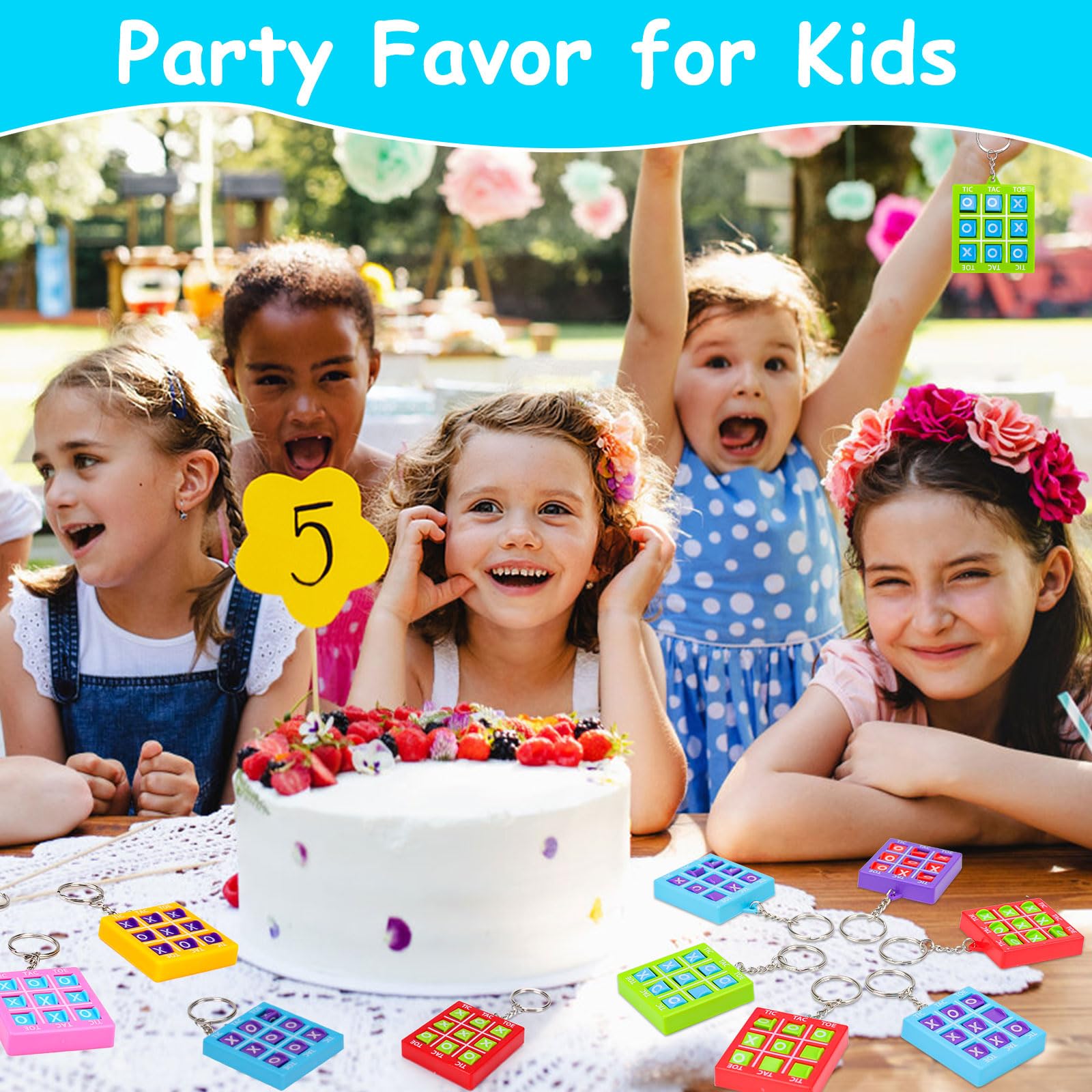Basytodio 32pcs Tic Tac Toe Keychains – Party Favors & Classroom Prizes