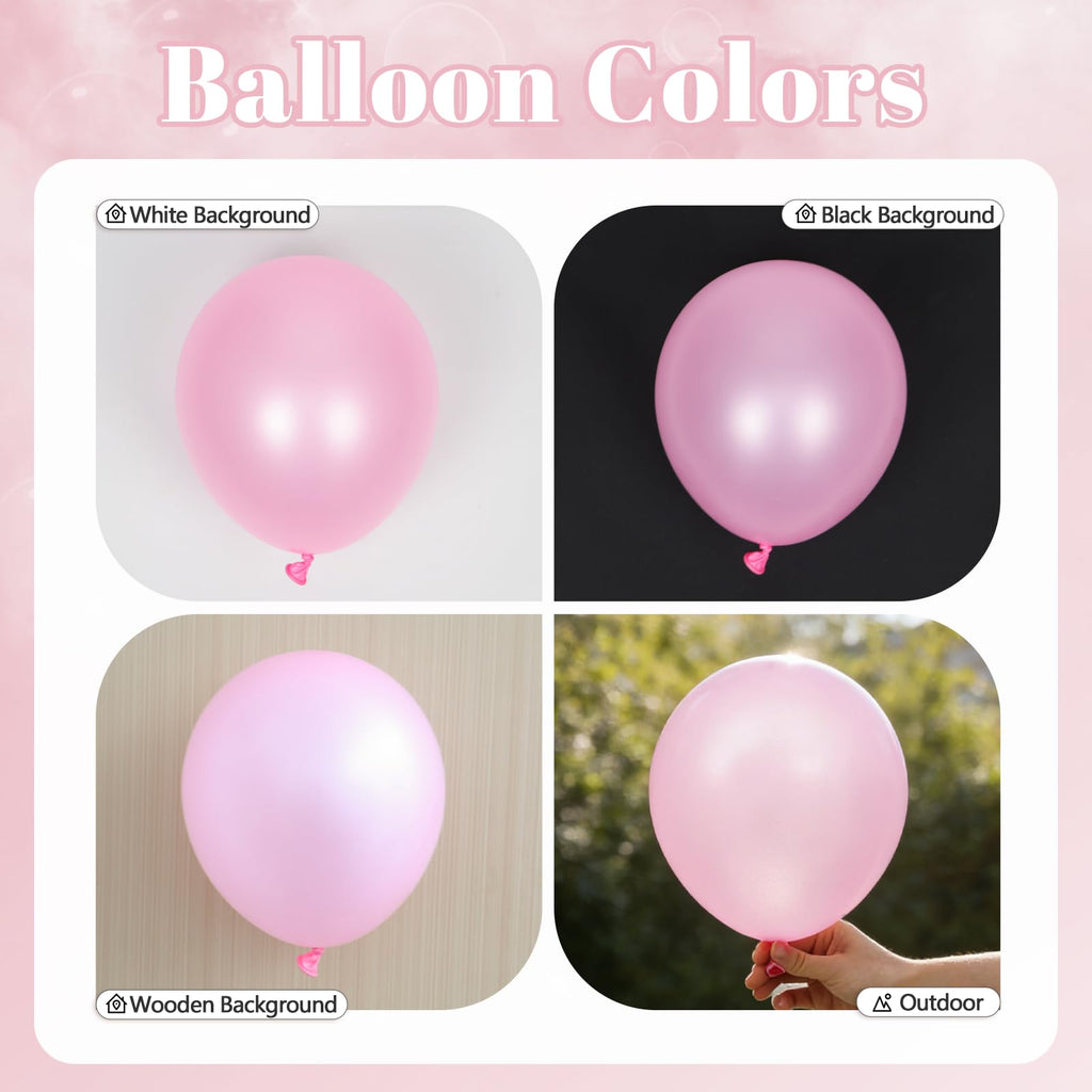 BAUANOOY 60pcs Pink and White Balloons 12inch Set for Weddings, Baby Showers, and Parties