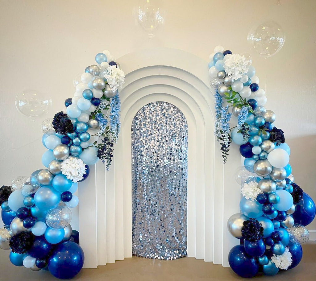 BAUANOOY Blue Balloons 60pc Kit - 12in Metallic Chrome, Navy, Pearl & Pastel Blues