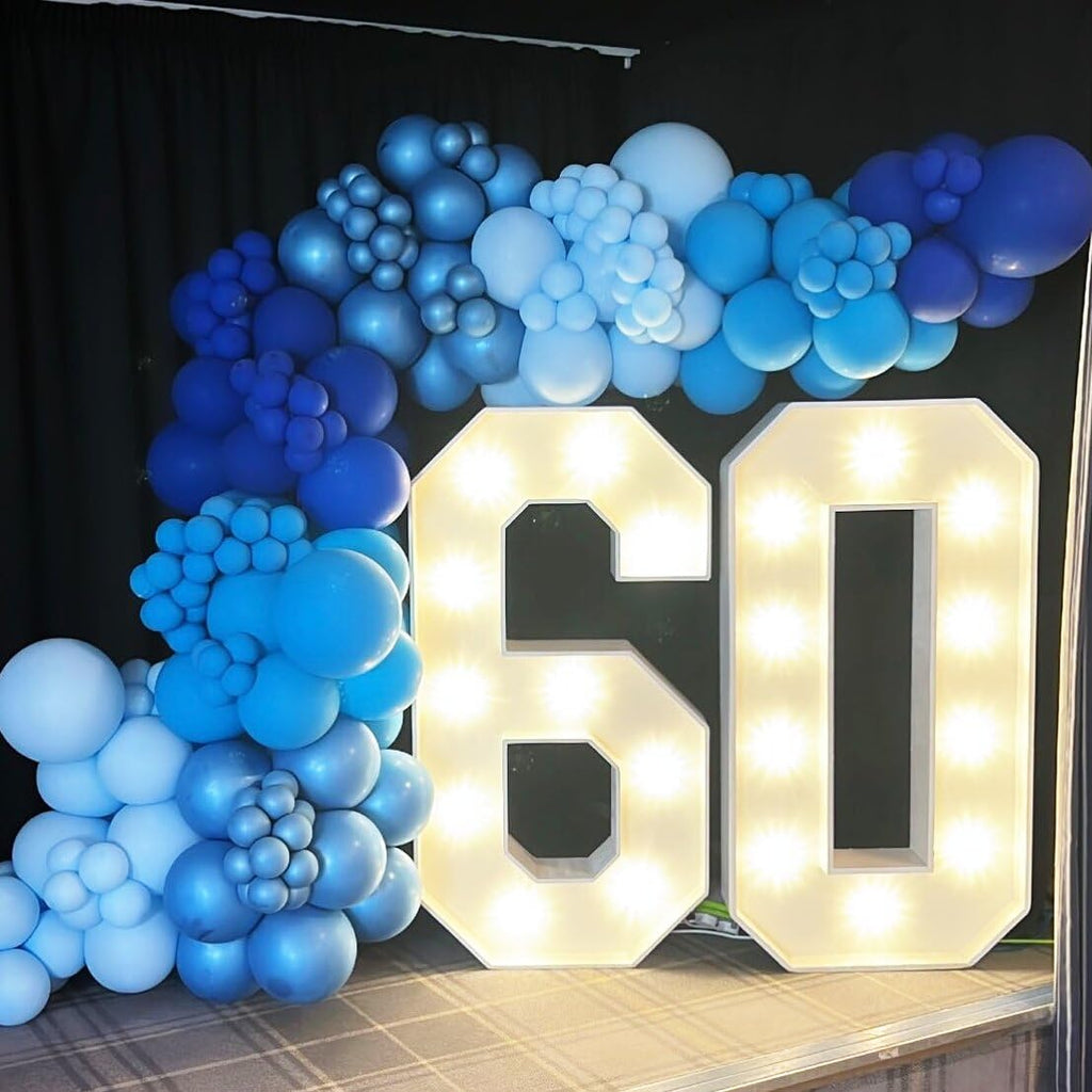 BAUANOOY Blue Balloons 60pc Kit - 12in Metallic Chrome, Navy, Pearl & Pastel Blues