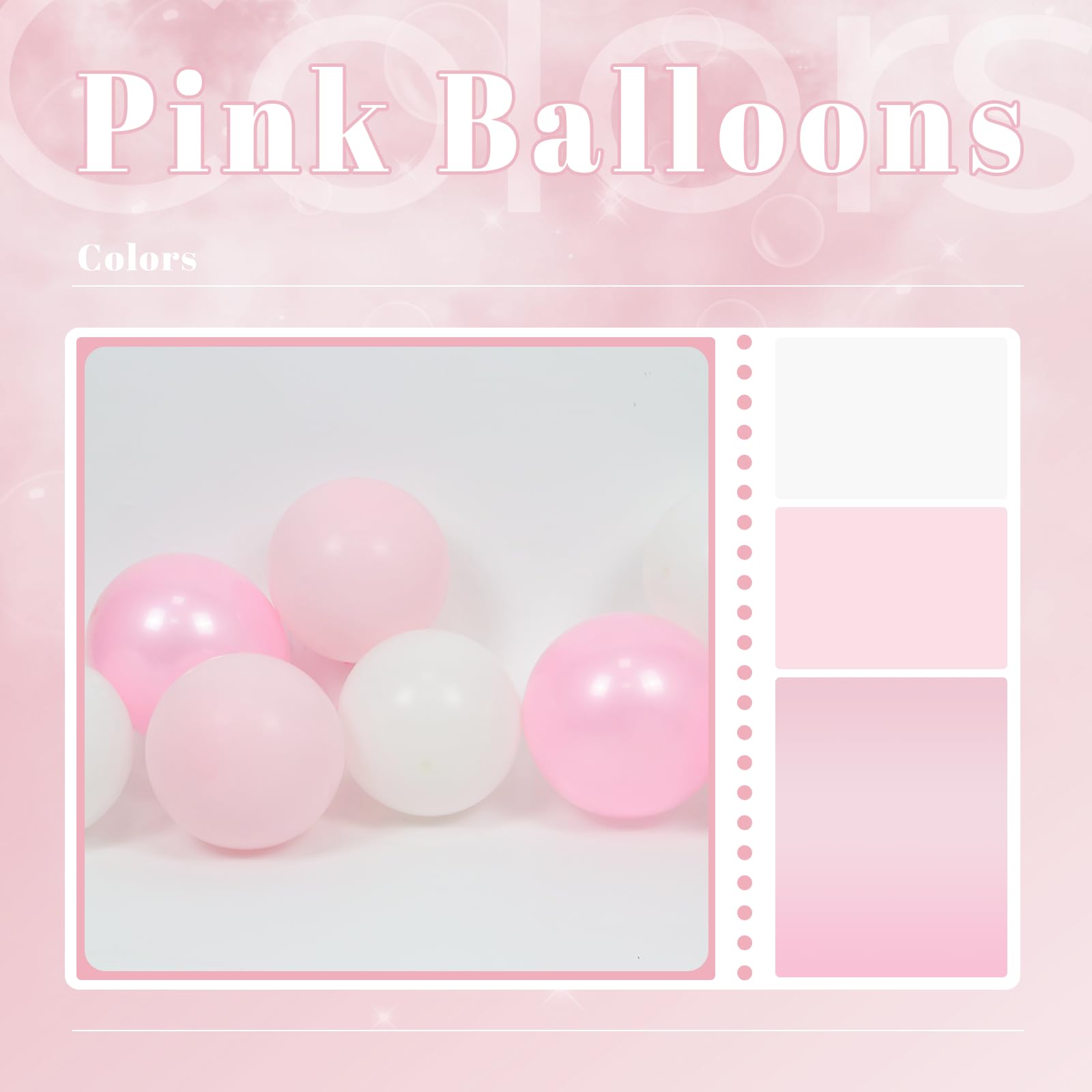 BAUANOOY 60pcs Pink and White Balloons 12inch Set for Weddings, Baby Showers, and Parties