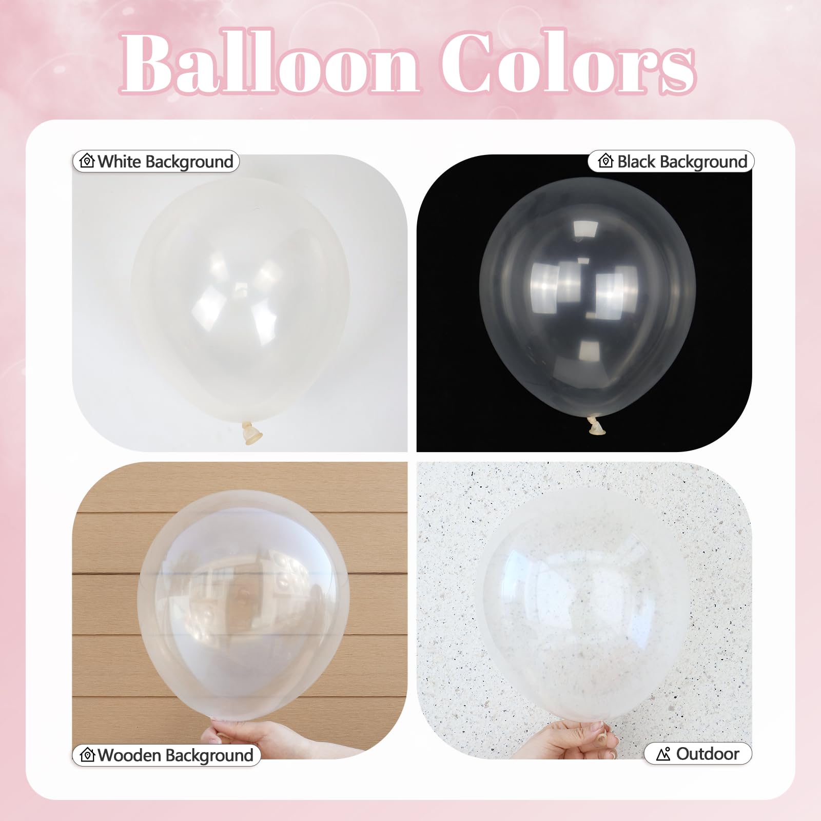 BAUANOOY 60pcs Pink and White Balloons 12inch Set for Weddings, Baby Showers, and Parties